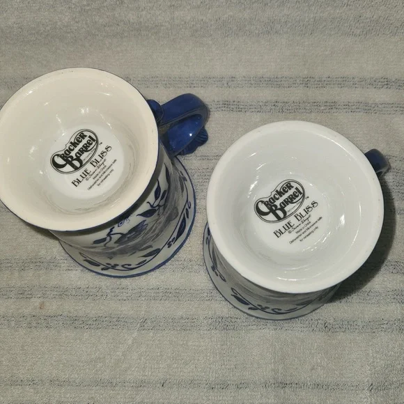 Cracker Barrell Susan Winget Blue Bliss Set Of 2 Coffee Mugs -Rare- - Picture 5 of 5
